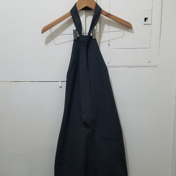 NWT PINSTRIPE GRAY MINI TIE DRESS - Picture 6 of 8